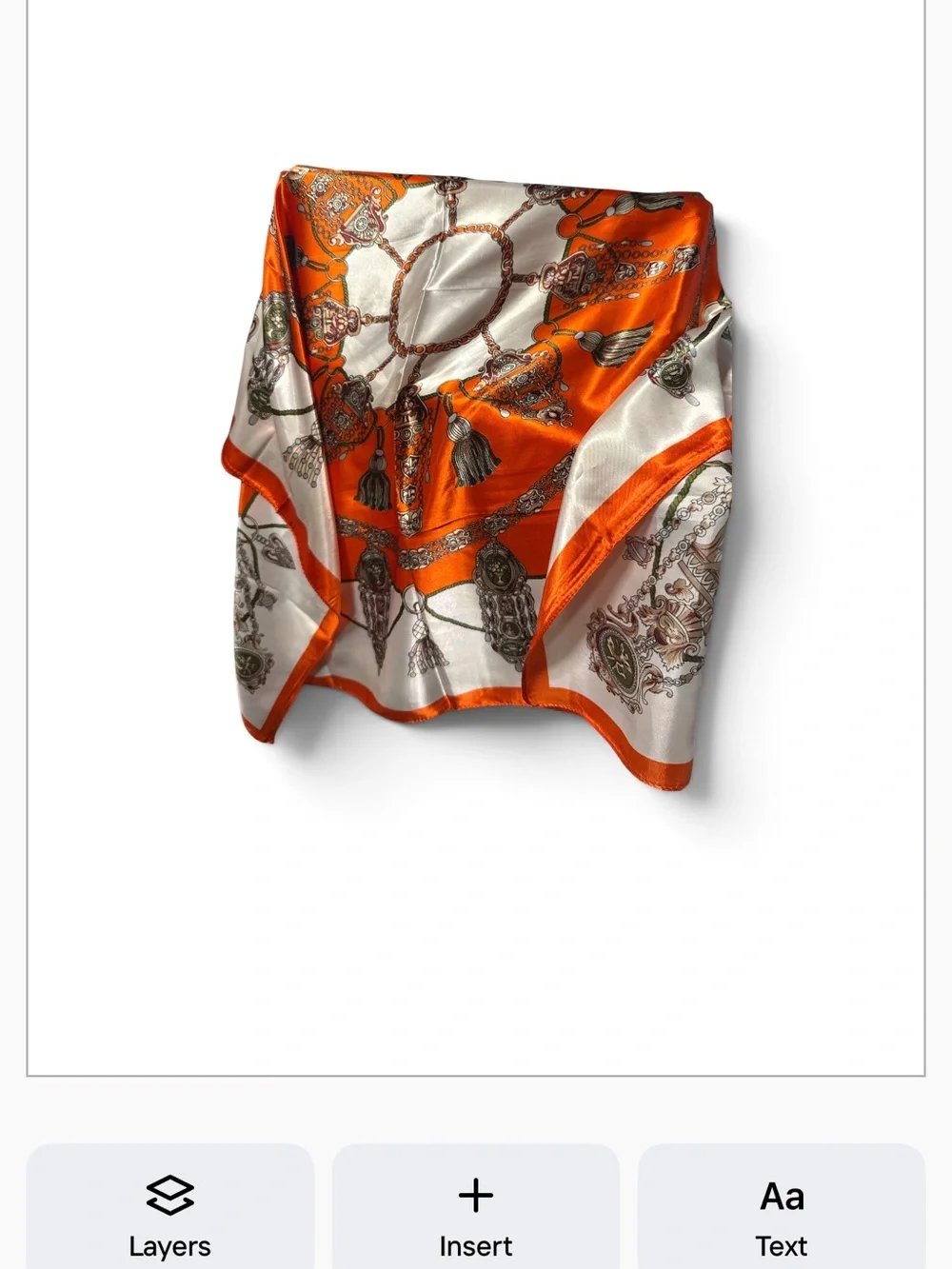 Silk-Feel Orange and White Chain Print Scarf